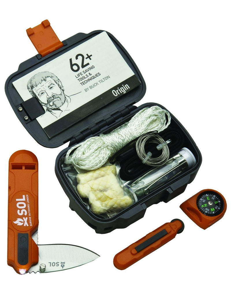 SOL origin survival toolkit open with compass and knife