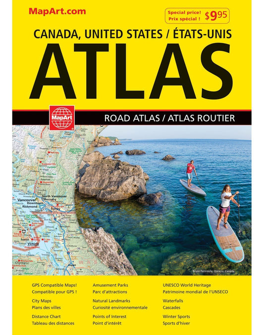 Product Image – Mapart canada usa road atlas front view