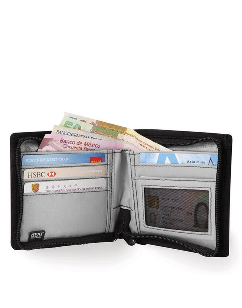 Pacsafe RFIDsafe Z100 Bi-fold wallet - black inside pockets
