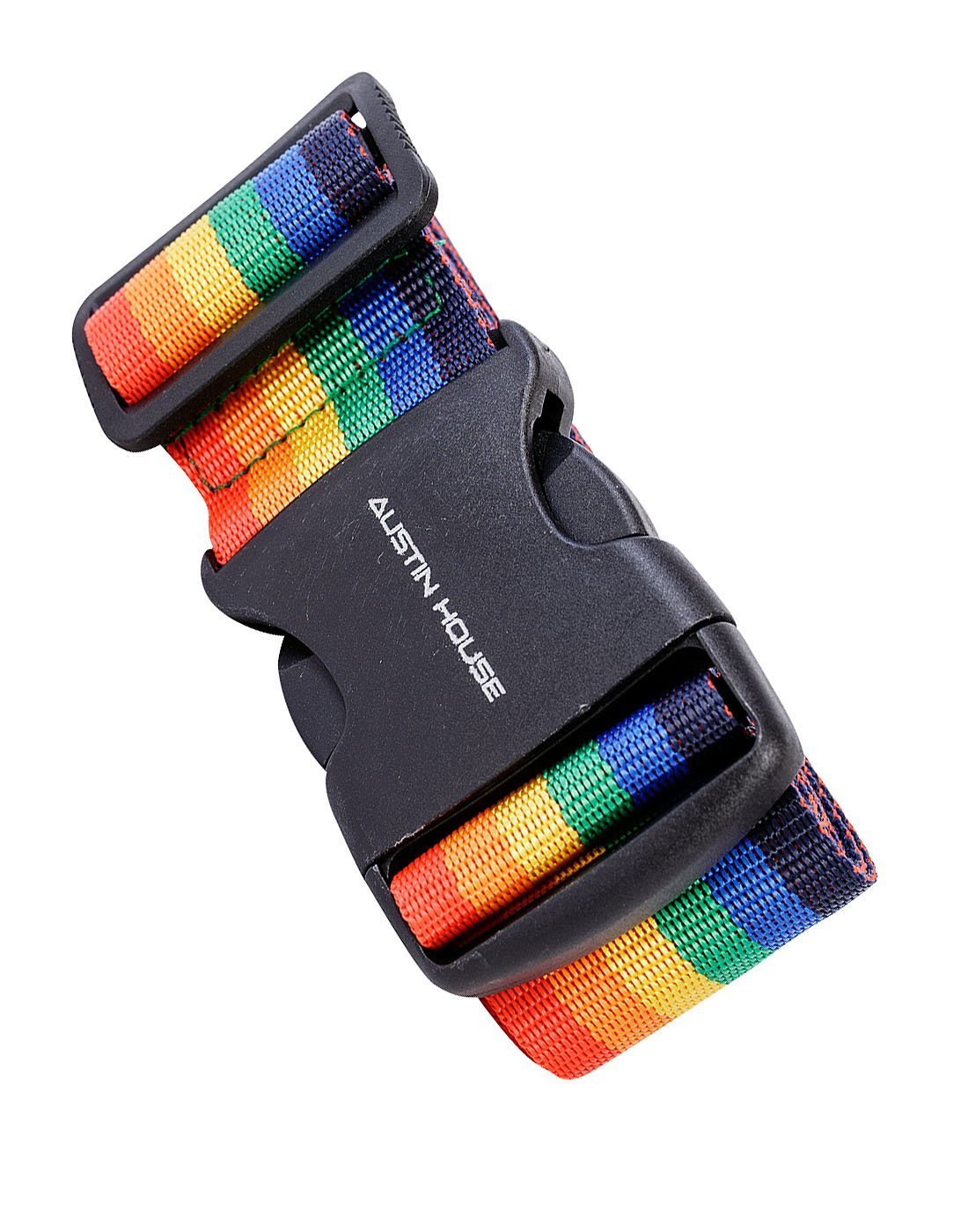 Austin house luggage strap rainbow colour front view