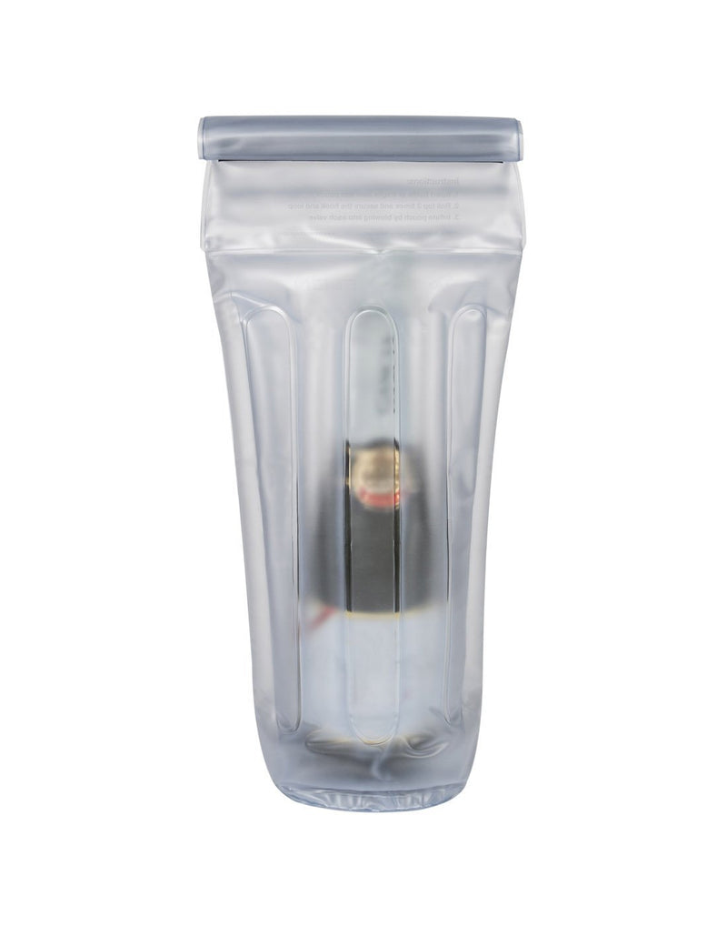 Travelon inflatable bottle pouch front view