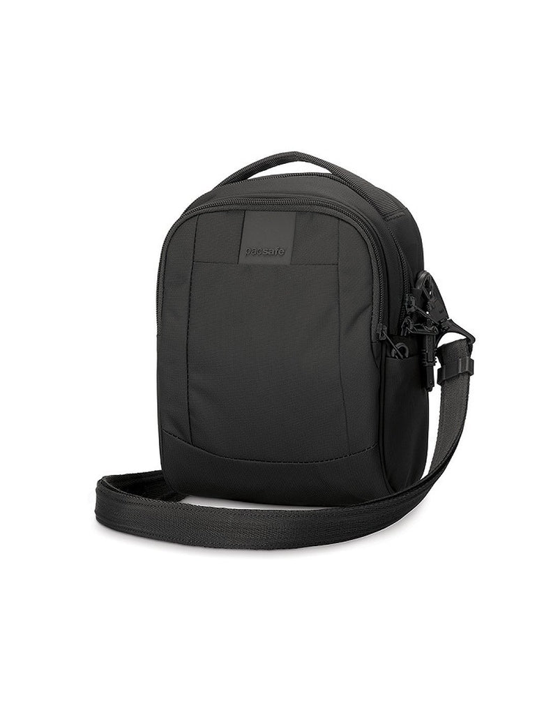 Pacsafe metrosafe ls100 anti-theft black colour crossbody bag front view