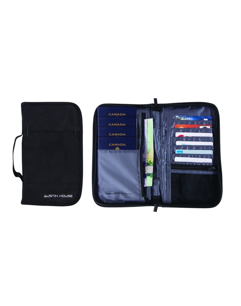 Austin house family size travel organizer front and inside view