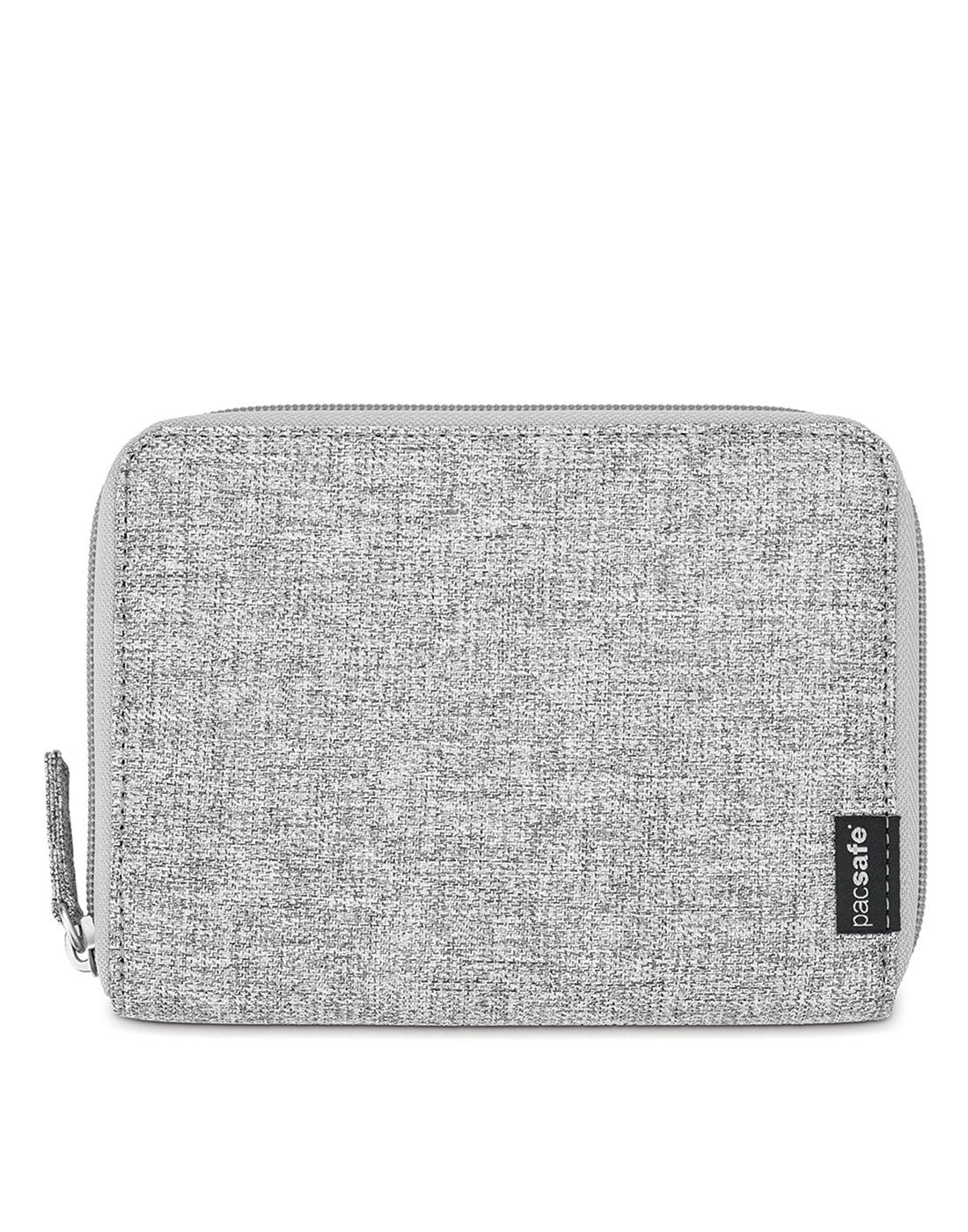 Pacsafe lx150 rfid blocking zippered grey colour passport wallet front view