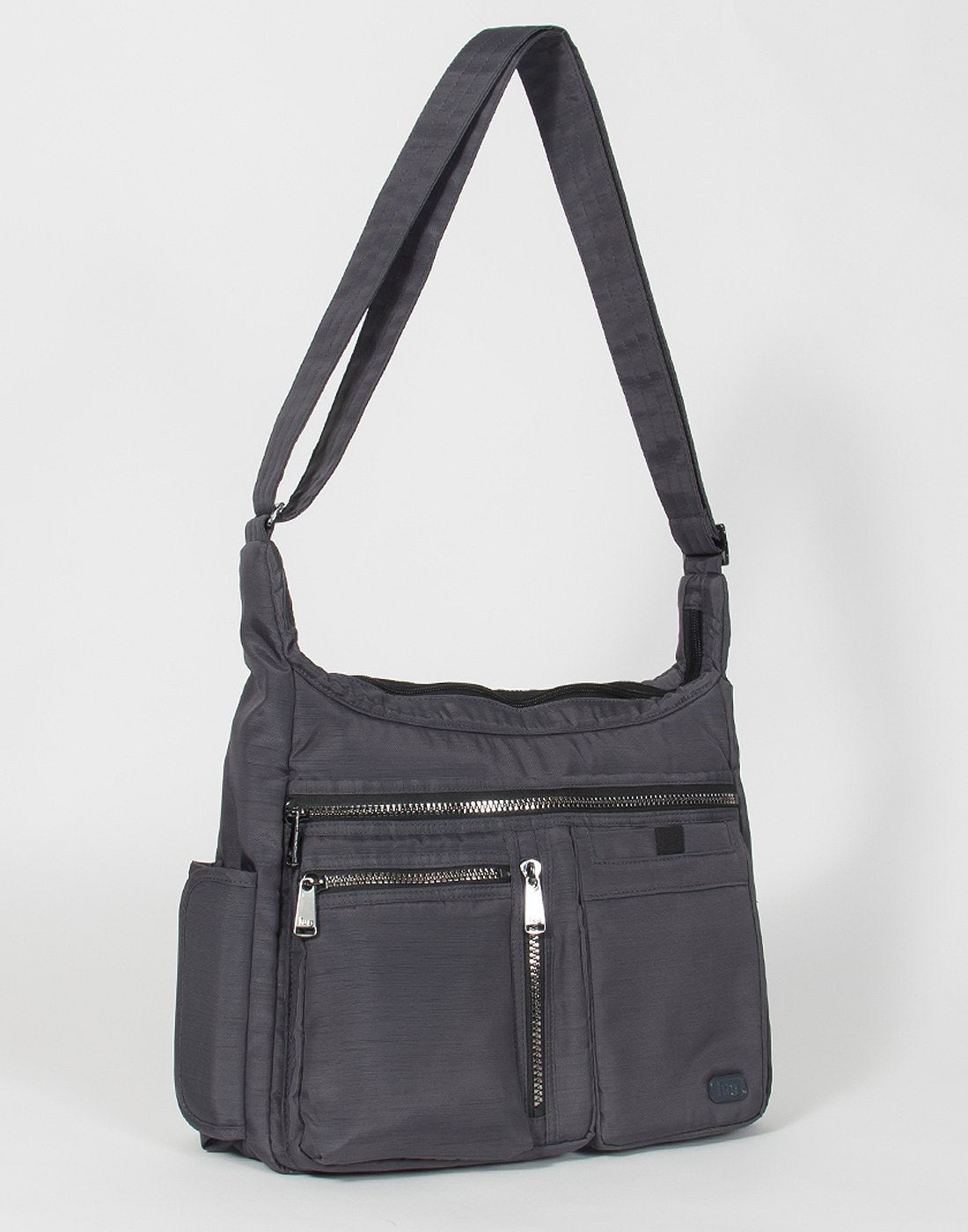 Lug double dutch 2 crossbody bag grey colour handbag front view