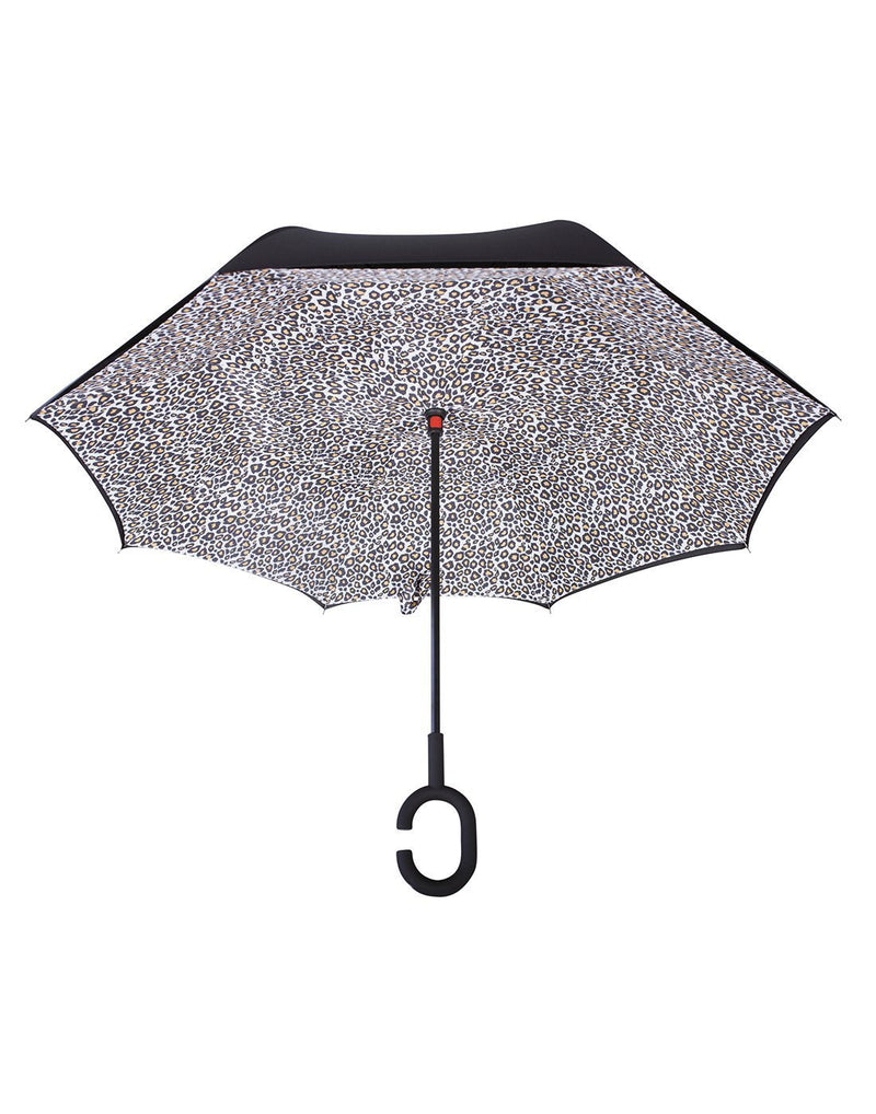 Belami by knirps reversible leopard design umbrella inside view