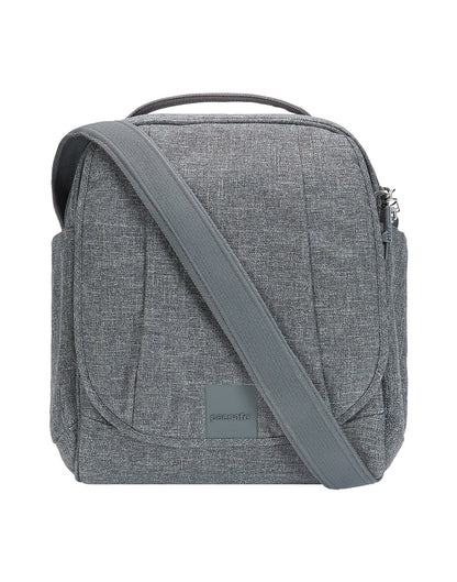 Pacsafe metrosafe ls200 anti-theft dark tweed colour shoulder bag front view