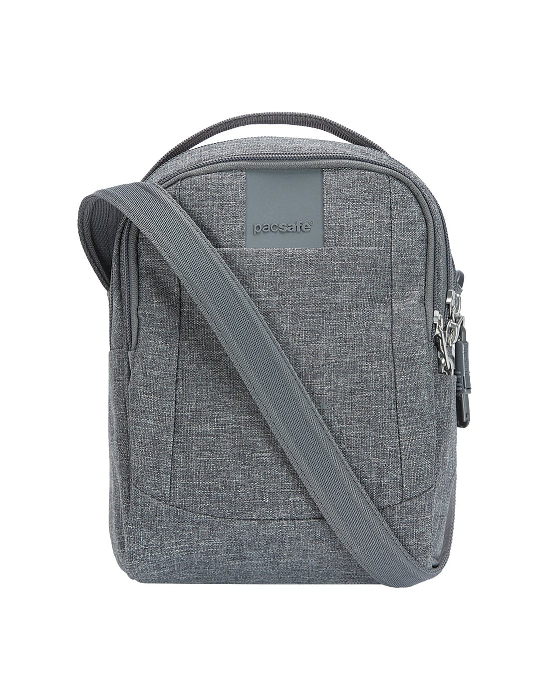 Pacsafe metrosafe ls100 anti-theft dark tweed colour crossbody bag front view