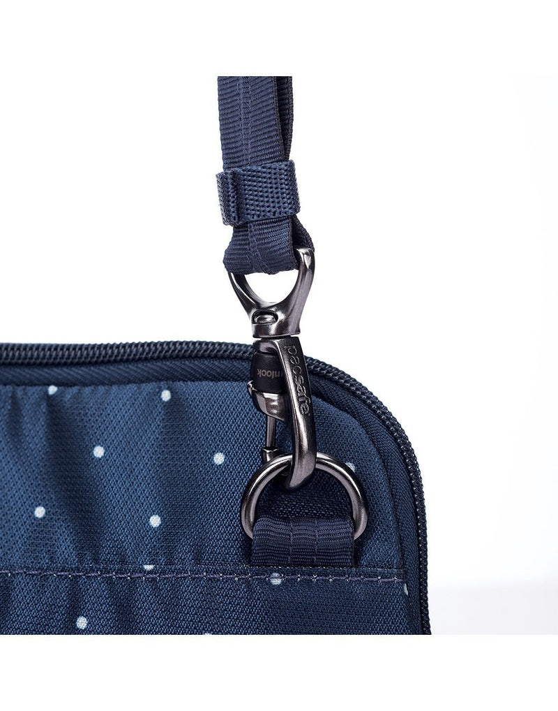 Pacsafe daysafe anti-theft slim navy colour crossbody bag strap holder