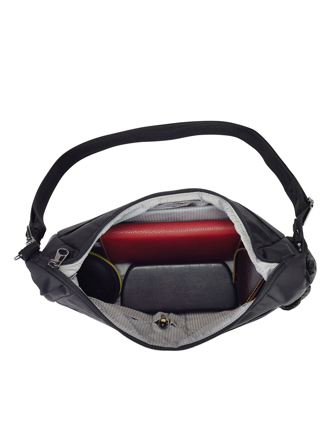 Pacsafe daysafe anti-theft black colour crossbody bag interior view