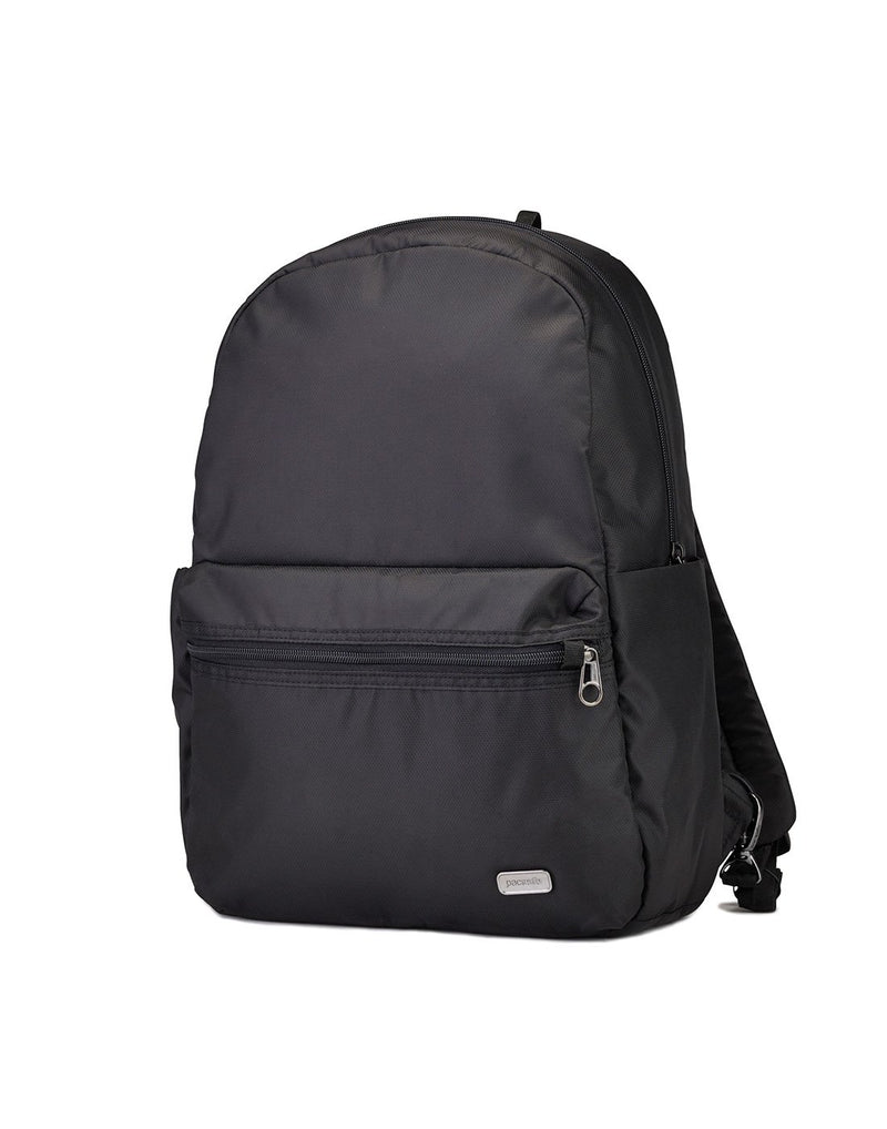 Pacsafe daysafe anti-theft black colour backpack corner view