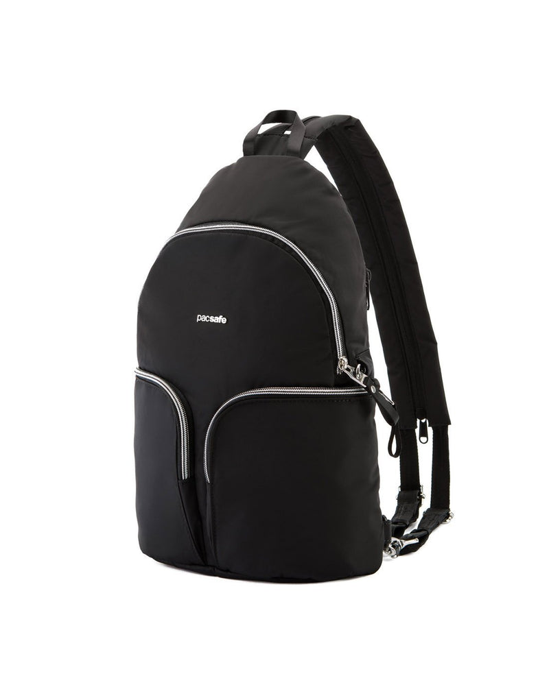 Pacsafe stylesafe anti-theft black colour sling backpack corner view