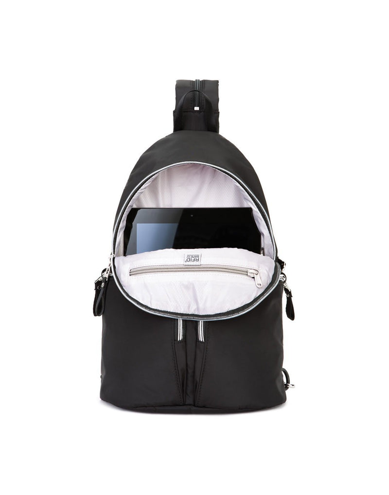 Pacsafe stylesafe anti-theft black colour sling backpack top pocket