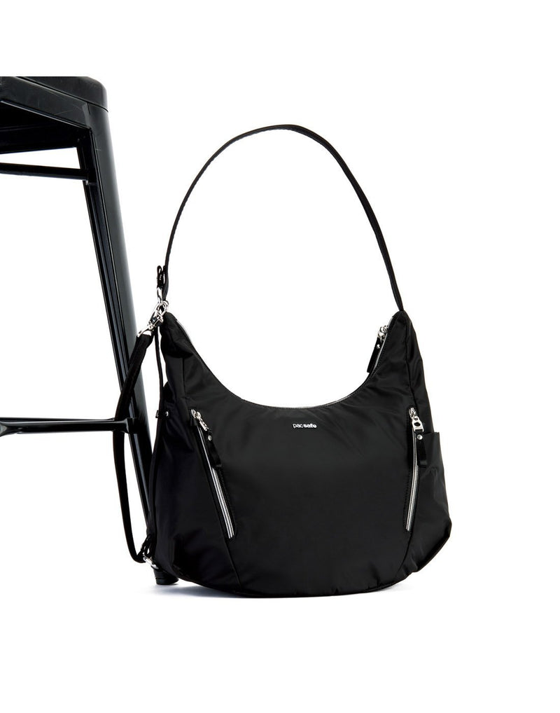 Pacsafe stylesafe anti-theft convertible black colour crossbody bag detachable strap
