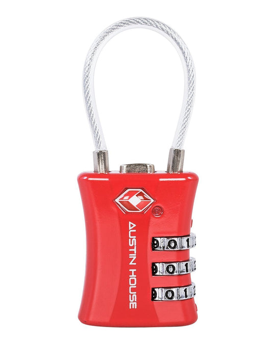 Product Image – Austin house travel sentry red colour cable padlock