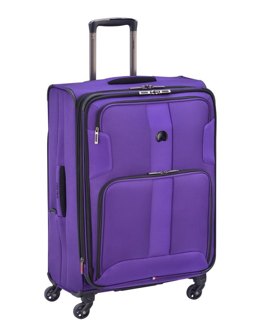 Product Image – Delsey volume max 25" expandable spinner purple colour luggage bag