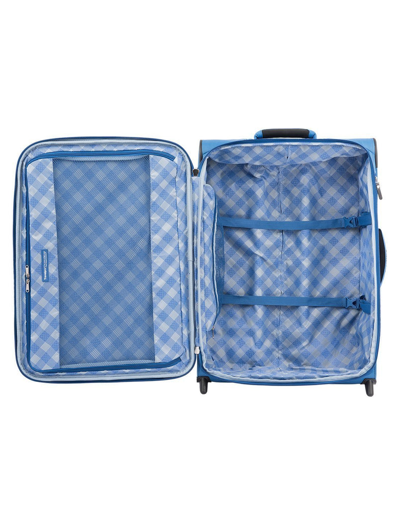 Travelpro maxlite 5 26" rollaboard azure blue colour luggage bag interior
