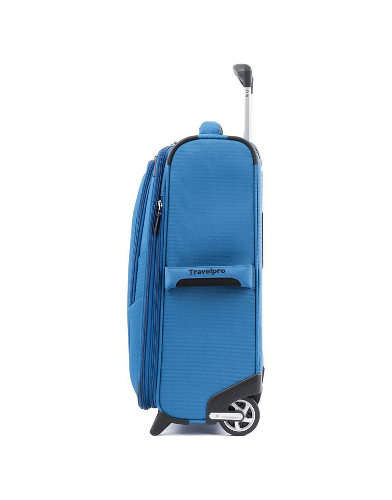 Travelpro maxlite 5 20" intl rollaboard azure blue colour luggage bag side view