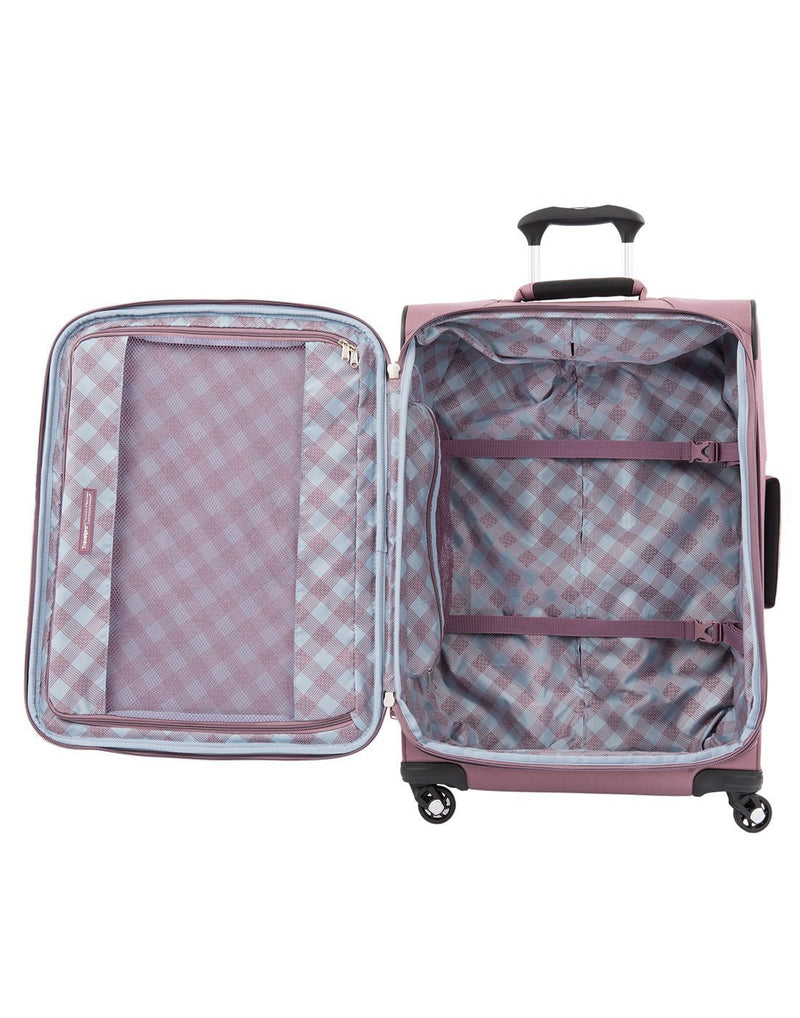 Travelpro maxlite 5 25" exp spinner dusty rose colour luggage bag interior