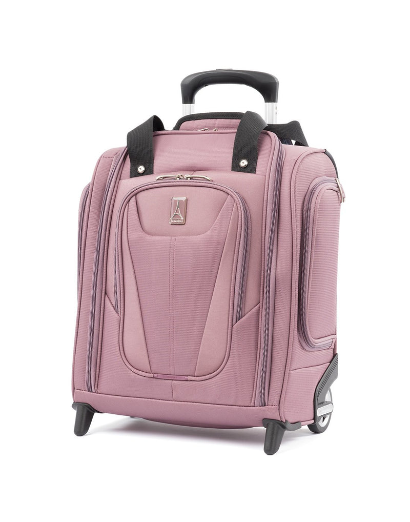 Travelpro maxlite 5 dusty rose colour rolling underseat bag front view