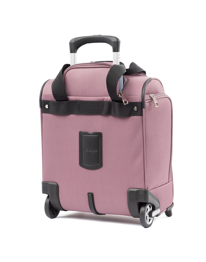 Travelpro maxlite 5 dusty rose colour rolling underseat bag back view