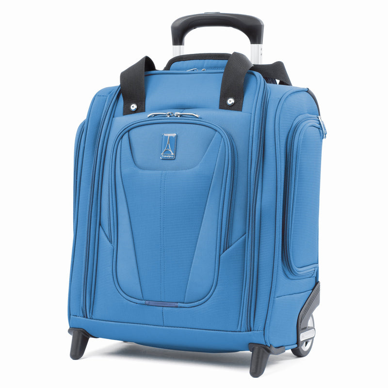 Travelpro maxlite 5 azure blue colour rolling underseat bag front view