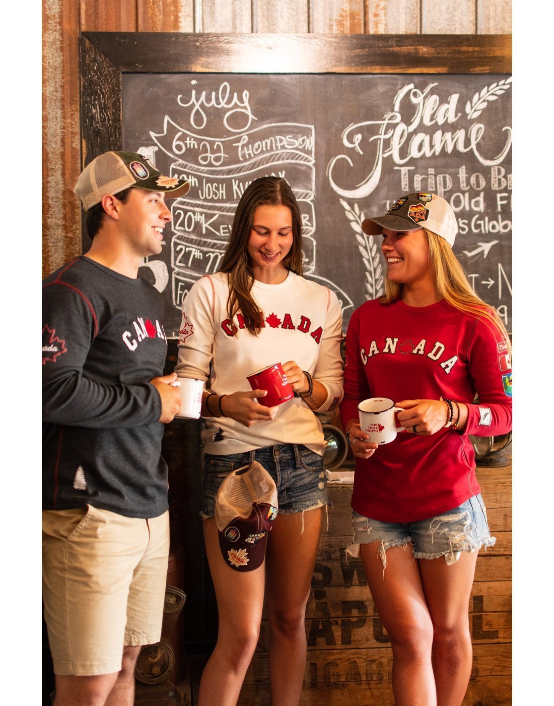 Boy wearing canada crested men's long sleeve shirt