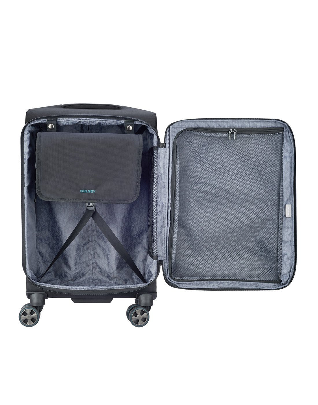 Delsey Paris Hyperglide 19" Spinner black colour luggage bag inside view