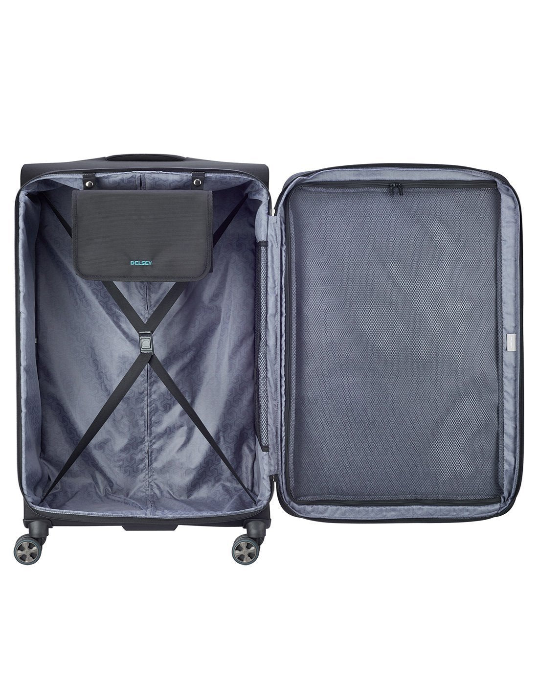 Delsey paris hyperglide 29" black colour luggage bag inside view