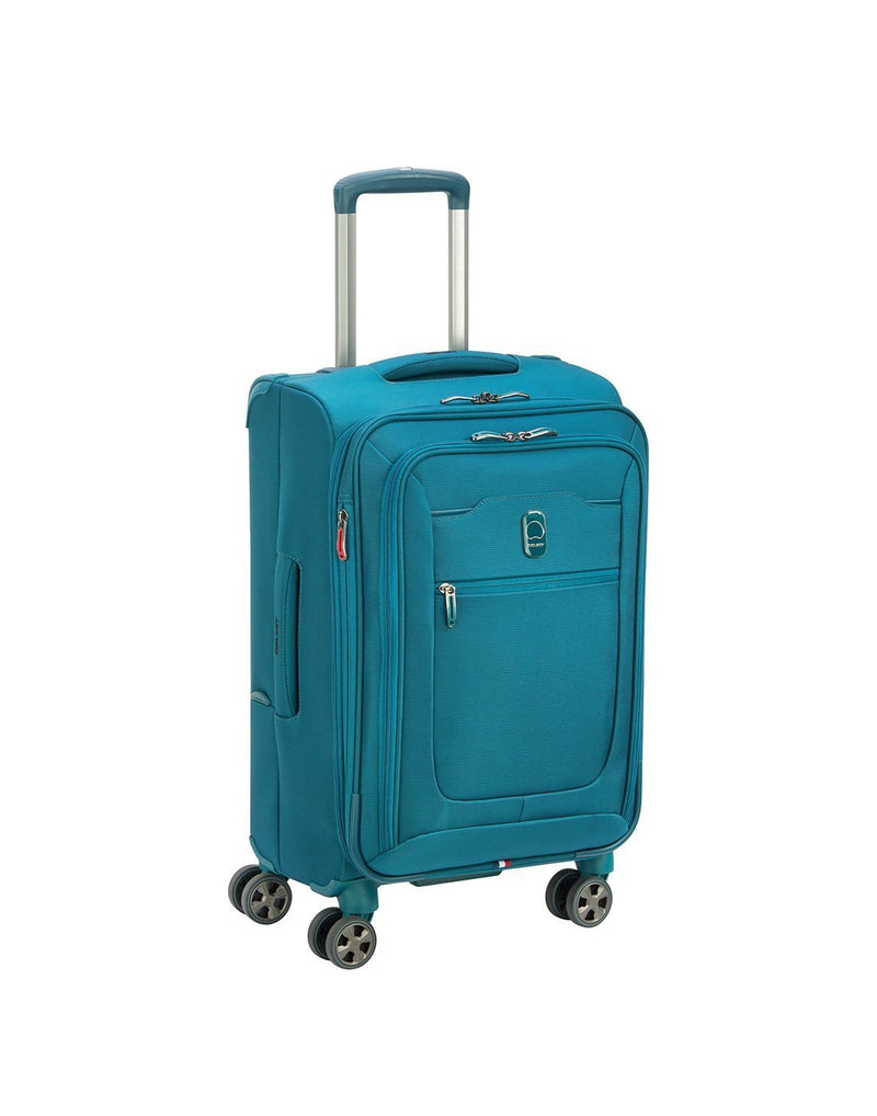 Delsey Paris Hyperglide 19" Spinner teal colour luggage bag corner view
