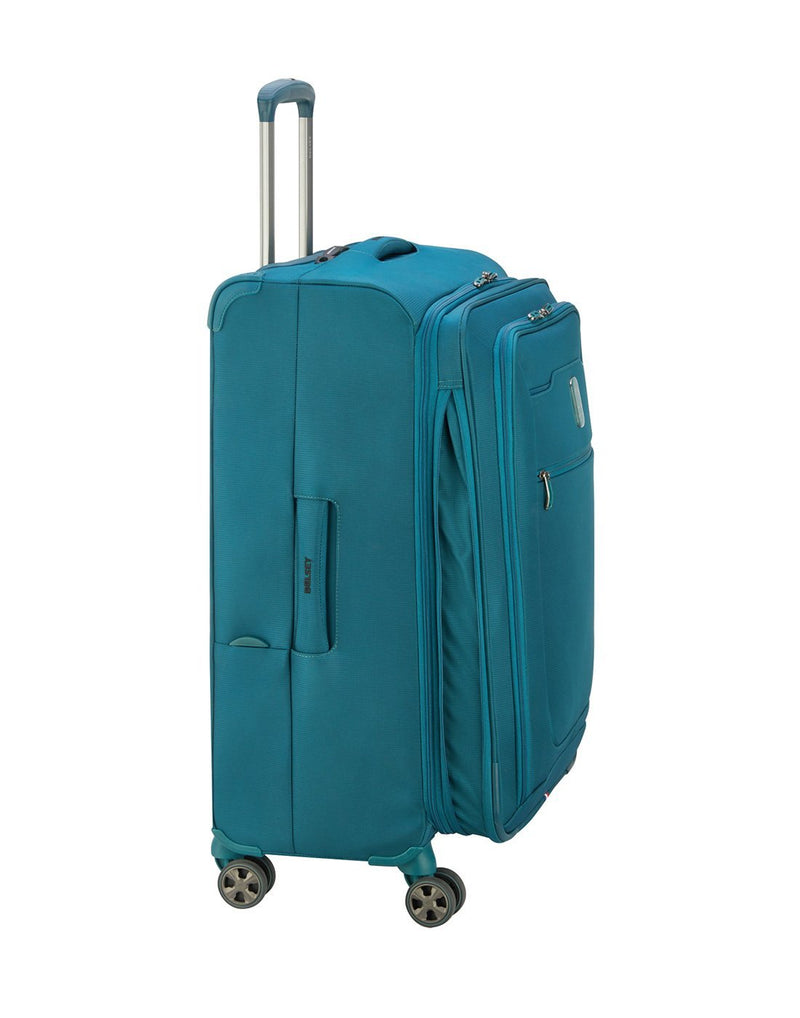 Delsey paris hyperglide 25" teal colour luggage bag side view