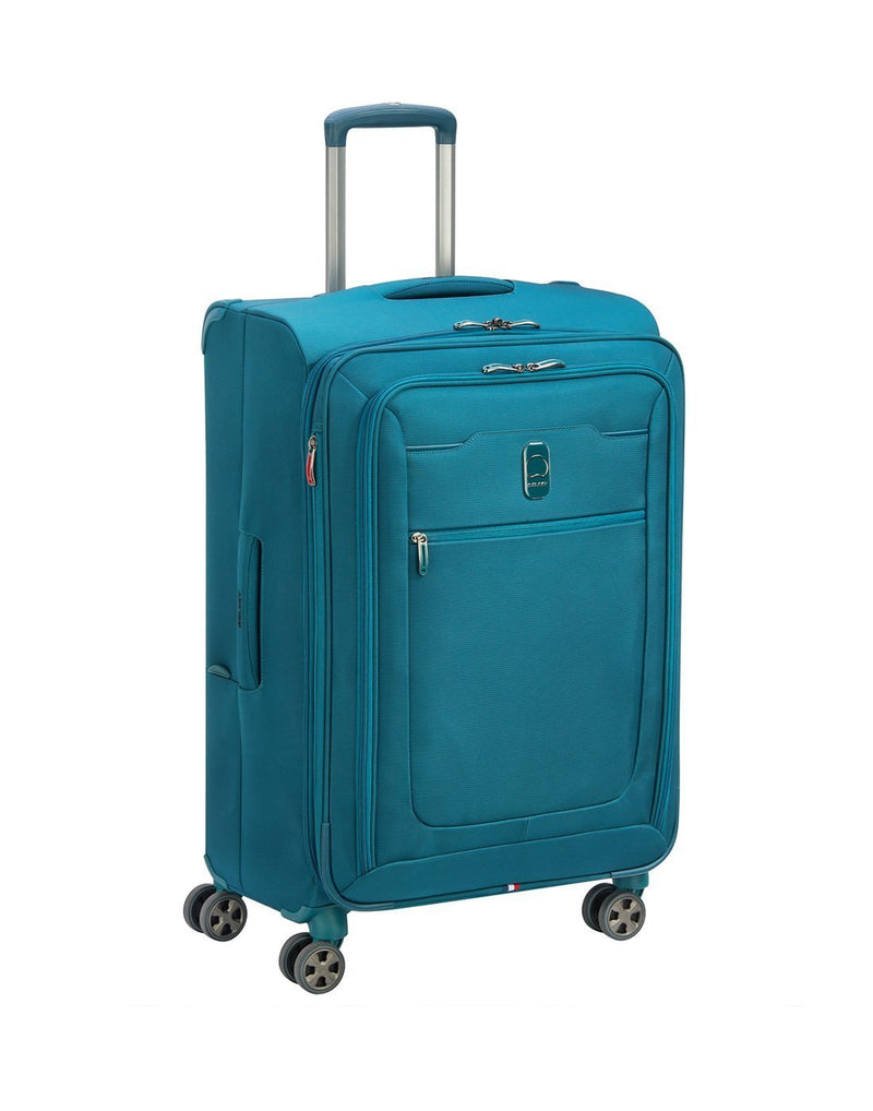 Delsey paris hyperglide 25" teal colour luggage bag corner view