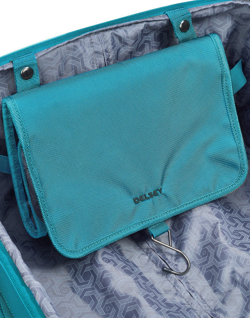 Delsey paris hyperglide 25" teal colour luggage bag inside  pocket