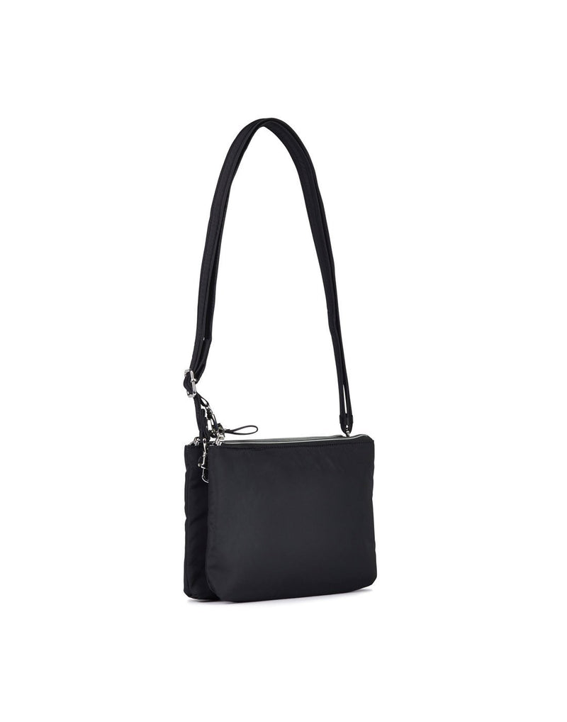 Pacsafe stylesafe anti-theft double zip black colour crossbody bag back view