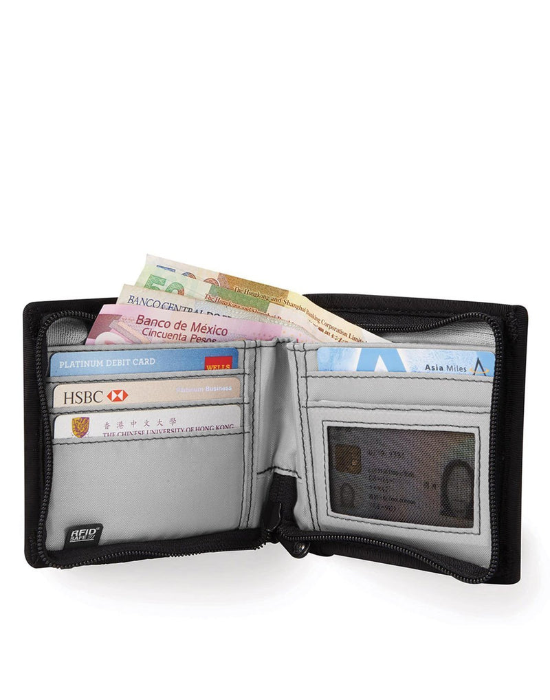 Pacsafe RFIDsafe Z100 Bi-fold wallet - black interior view