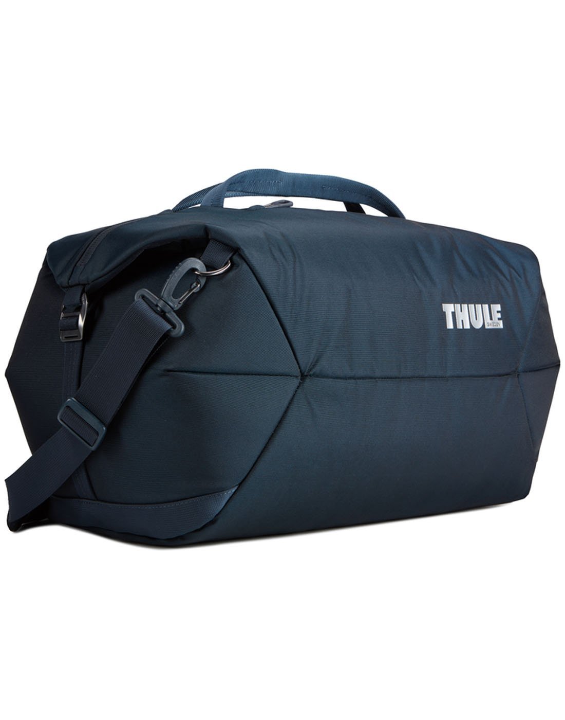 Thule subterra 45L mineral colour duffel bag corner view