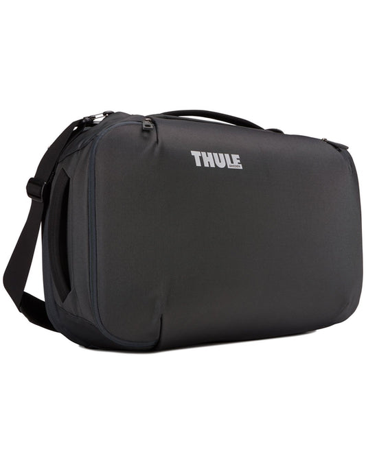 Product Image – Thule subterra carry-on 40L dark shadow colour bag using as shoulder bag hero shot