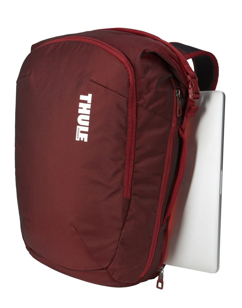 Thule subterra 34L ember colour travel backpack side zipper pocket
