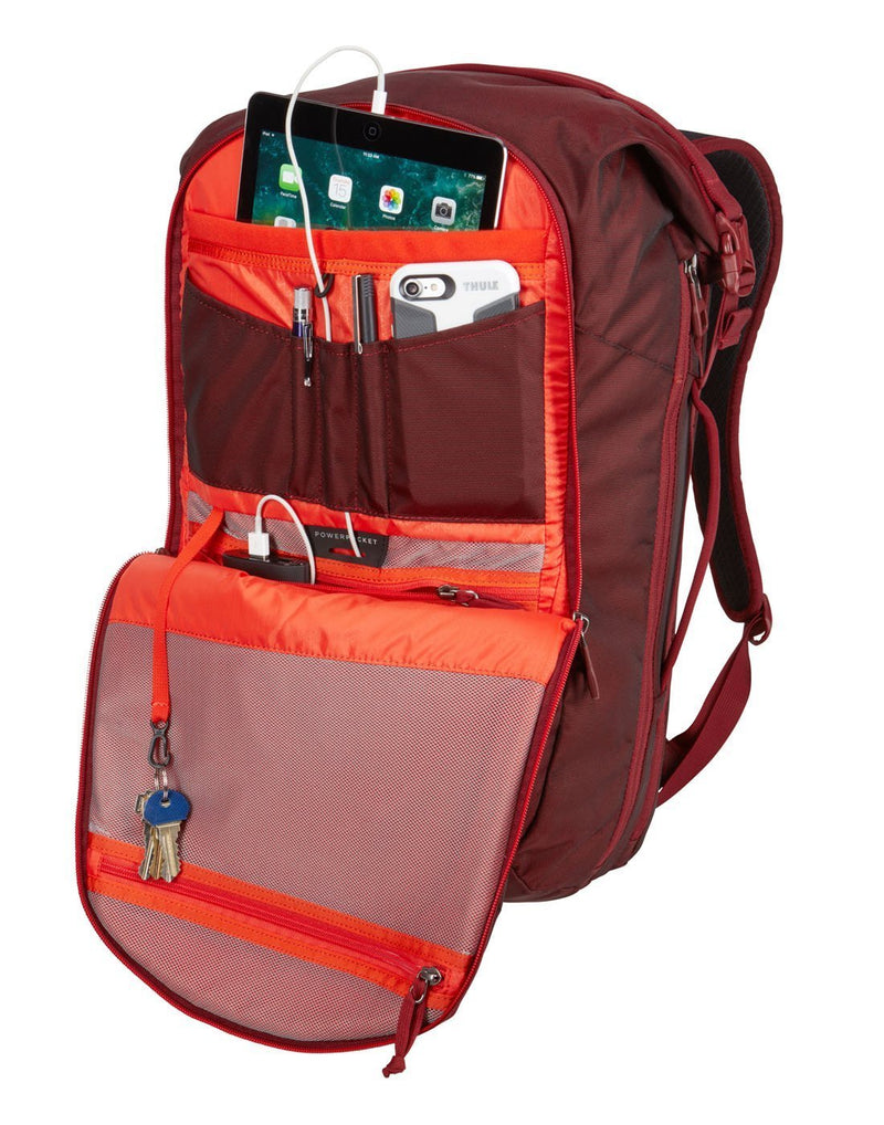 Thule subterra 34L ember colour travel backpack wide rolltop opening pocket