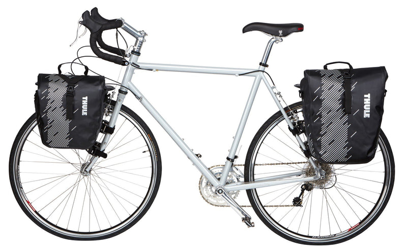 Thule shield pannier bike bags attached on bike