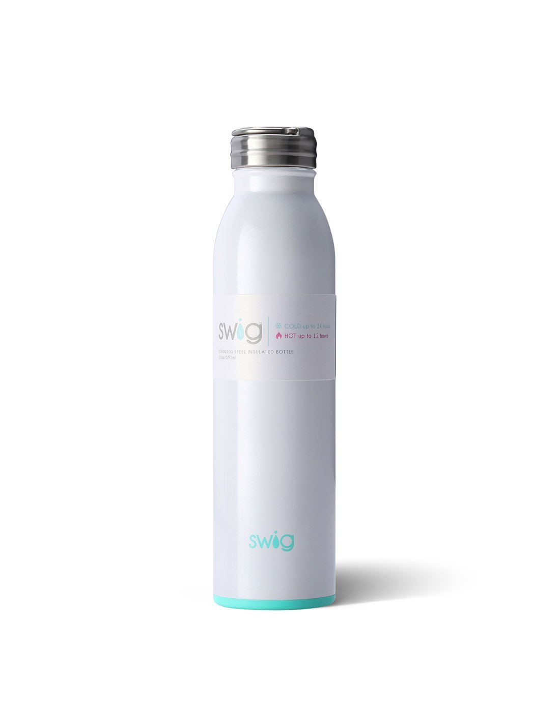 Swig 20 oz bottle - diamond white front view