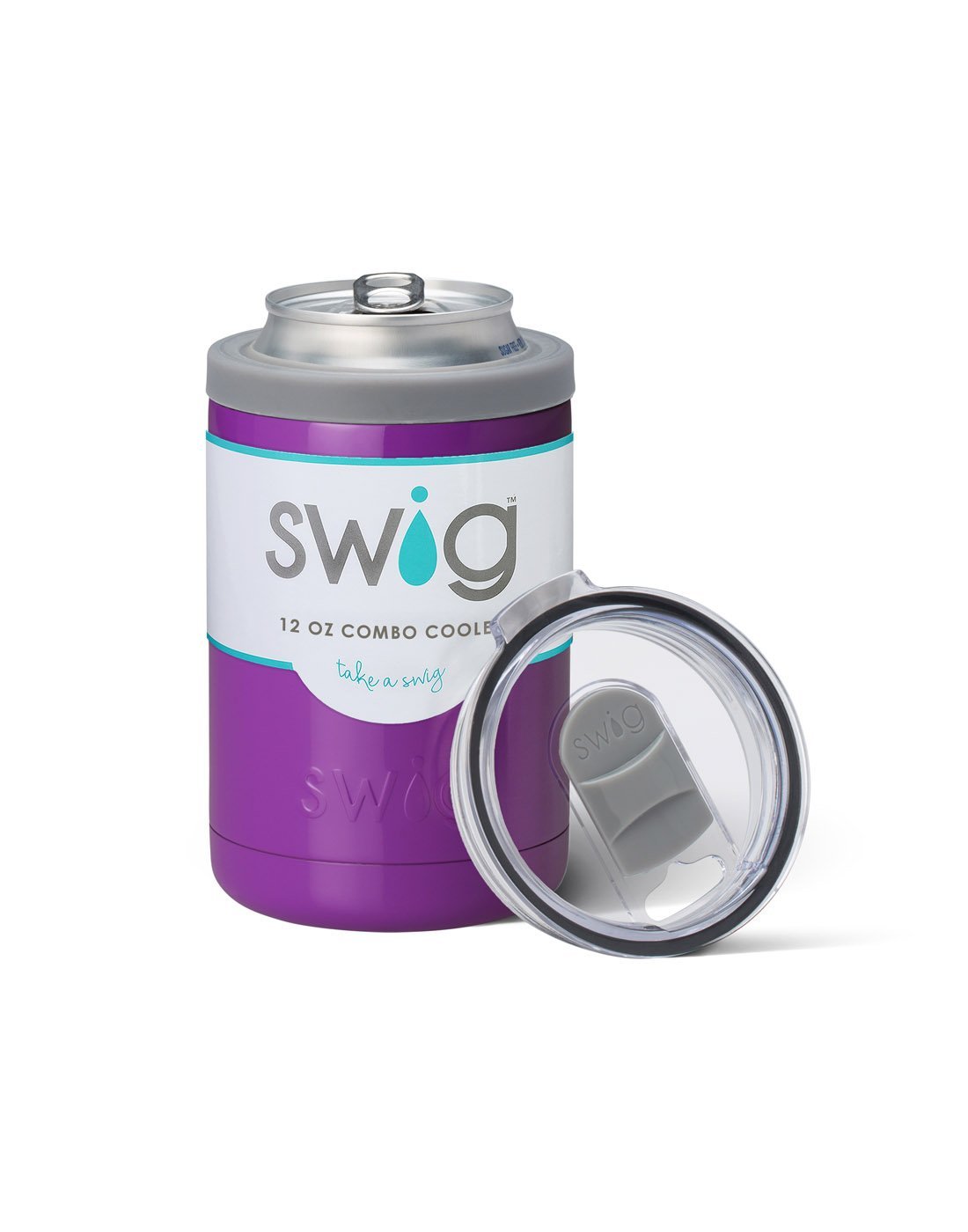 Swig 12 oz combo cooler - purple front view