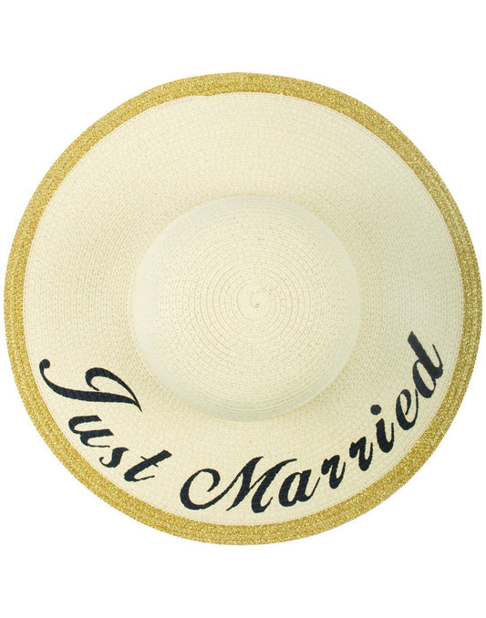 Product Image – Carson "just married" paper straw floppy hat - ONLINE ONLY