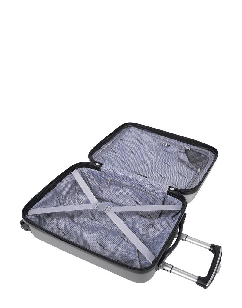 La sarinne spinner international carry-on 20" silver colour luggage bag interior
