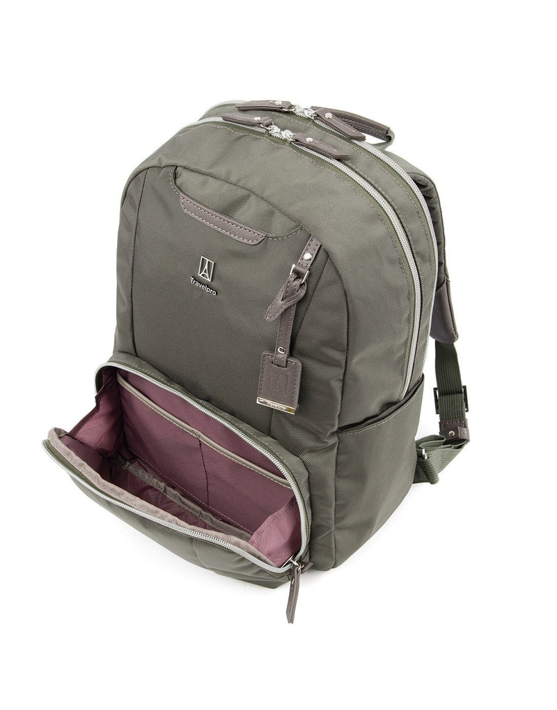 Travelpro maxlite 5 women's slate green colour backpack opened front pocket