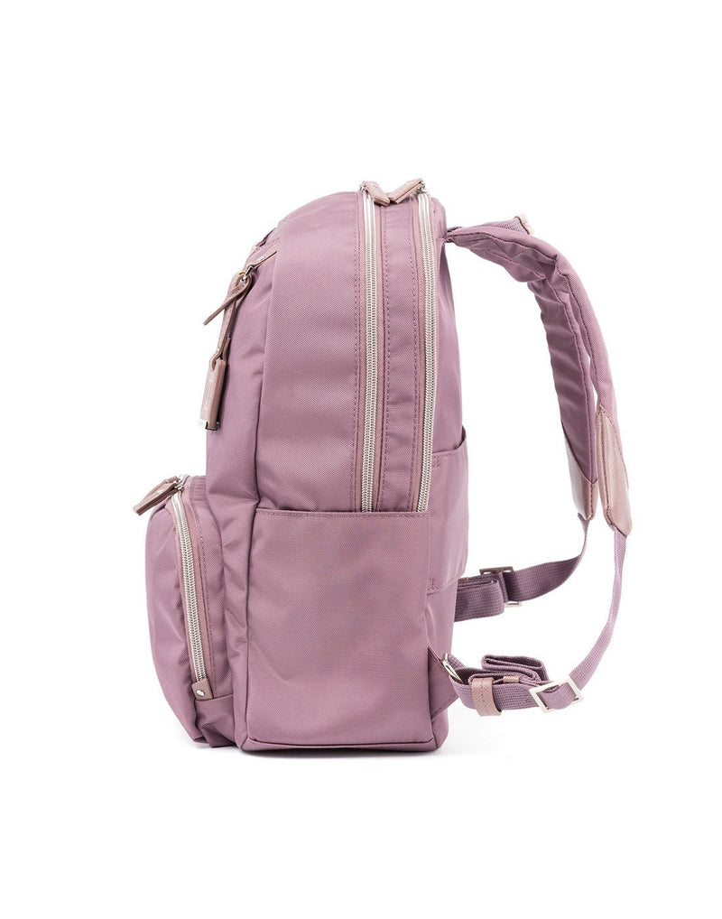 Travelpro maxlite 5 women's dusty rose colour backpack side view