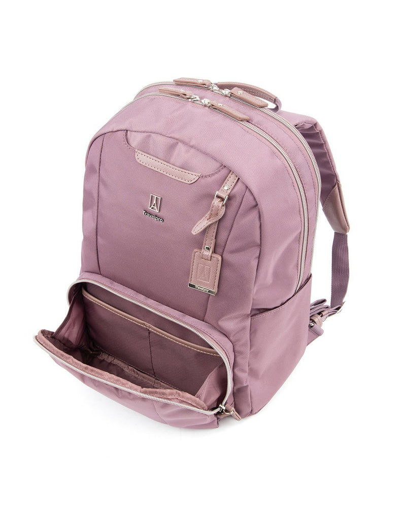 Travelpro maxlite 5 women's dusty rose colour backpack opened front pocket