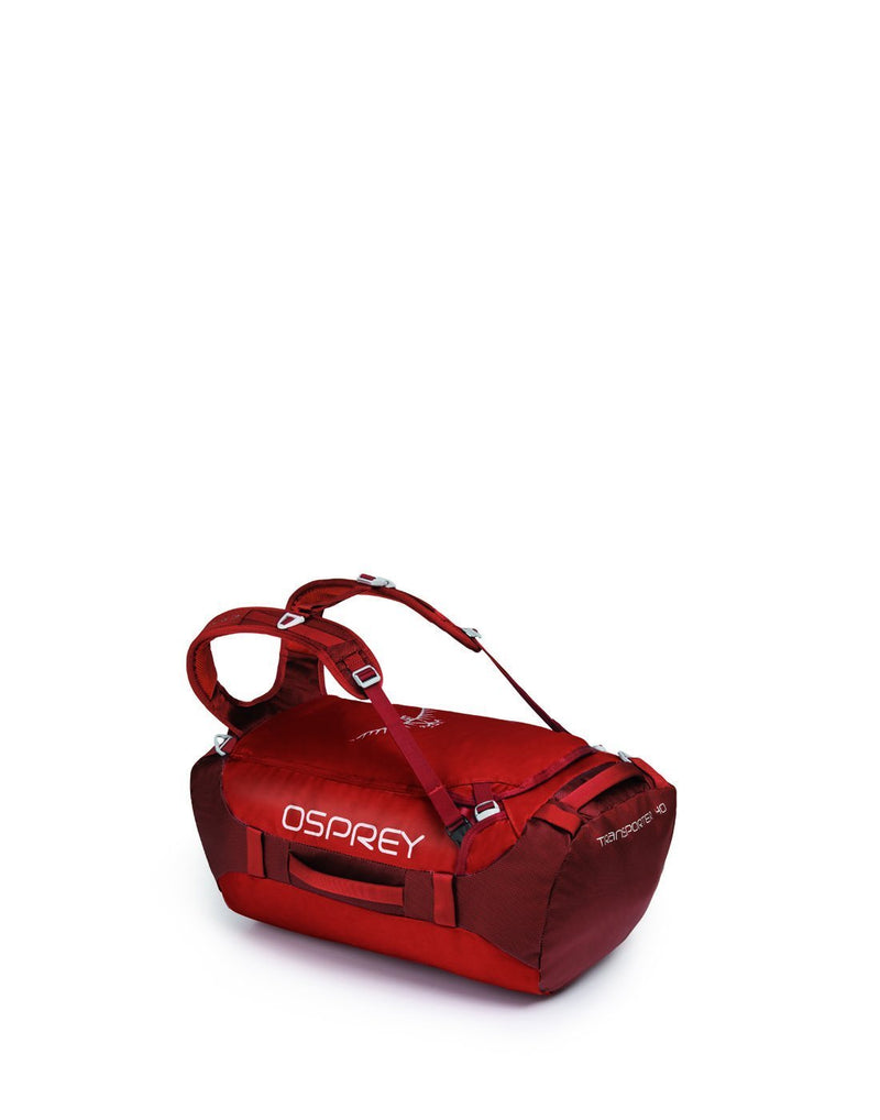 Osprey transporter 40 expedition ruffian red colour duffle bag left side view