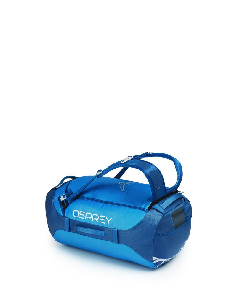 Osprey transporter 65 expedition kingfisher blue colour duffle bag right side view