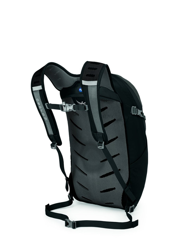 Osprey daylite plus black colour backpack back corner view